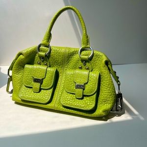 Rafe Textured Leather Handbag Lime Green